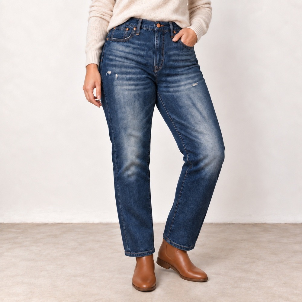 Madewell The Perfect Vintage Jean Womens Blue Distressed High Rise Size 30